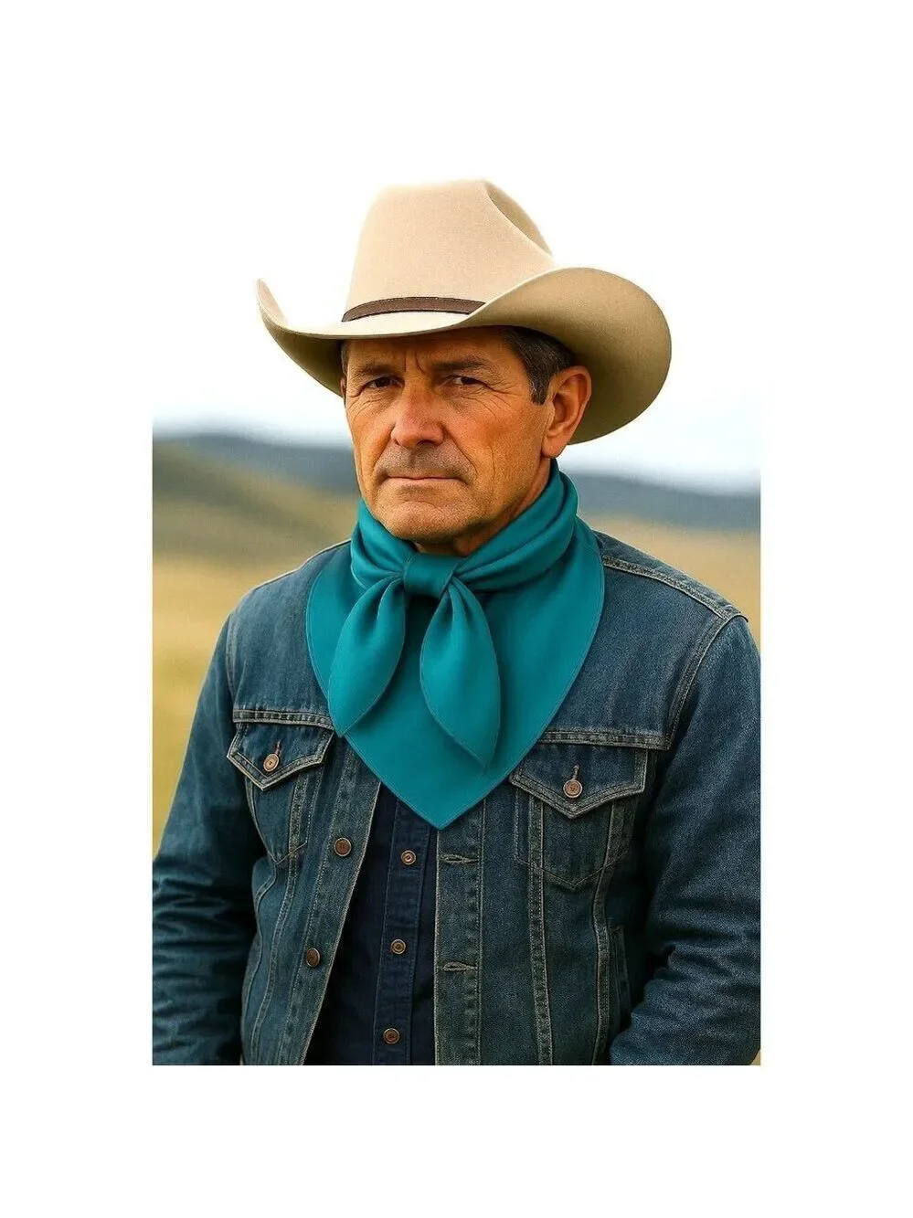 Turquoise Wild Rag Large Scarf 23x23